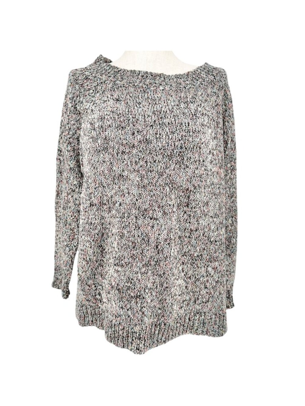 Chaps Sweater Womens 2X Multicolor Knit Cotton Blend LS Boat Neck Relaxed Fit